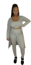 Load image into Gallery viewer, Grey Ribbed Crop Top Set