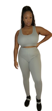 Load image into Gallery viewer, Grey Ribbed Crop Top Set