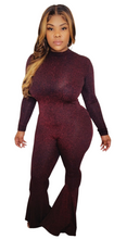 Load image into Gallery viewer, Burgundy Striped Bell Bottom Jumpsuit